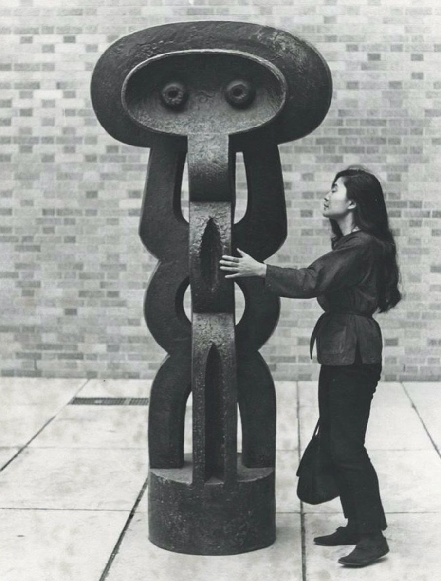 Yoko Ono with Figure <br>
by Jacques Lipchitz, 1937